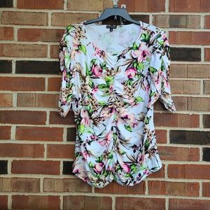 Lane Bryan Floral Rouched Top